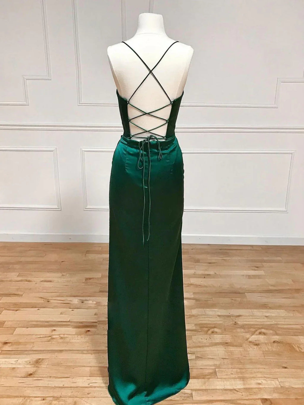 Green Sweetheart Neck Satin Long Prom Dress Green Evening Dresses Y4395