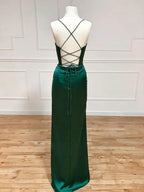 Green Sweetheart Neck Satin Long Prom Dress Green Evening Dresses Y4395
