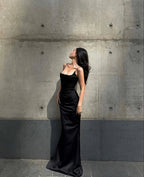 Charming Black Spaghetti Straps Sheath/Column Evening Dress Y4146