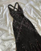 Black Chiffon Beaded Evening Dress Classy Backless Mermaid Prom Dress Y8297