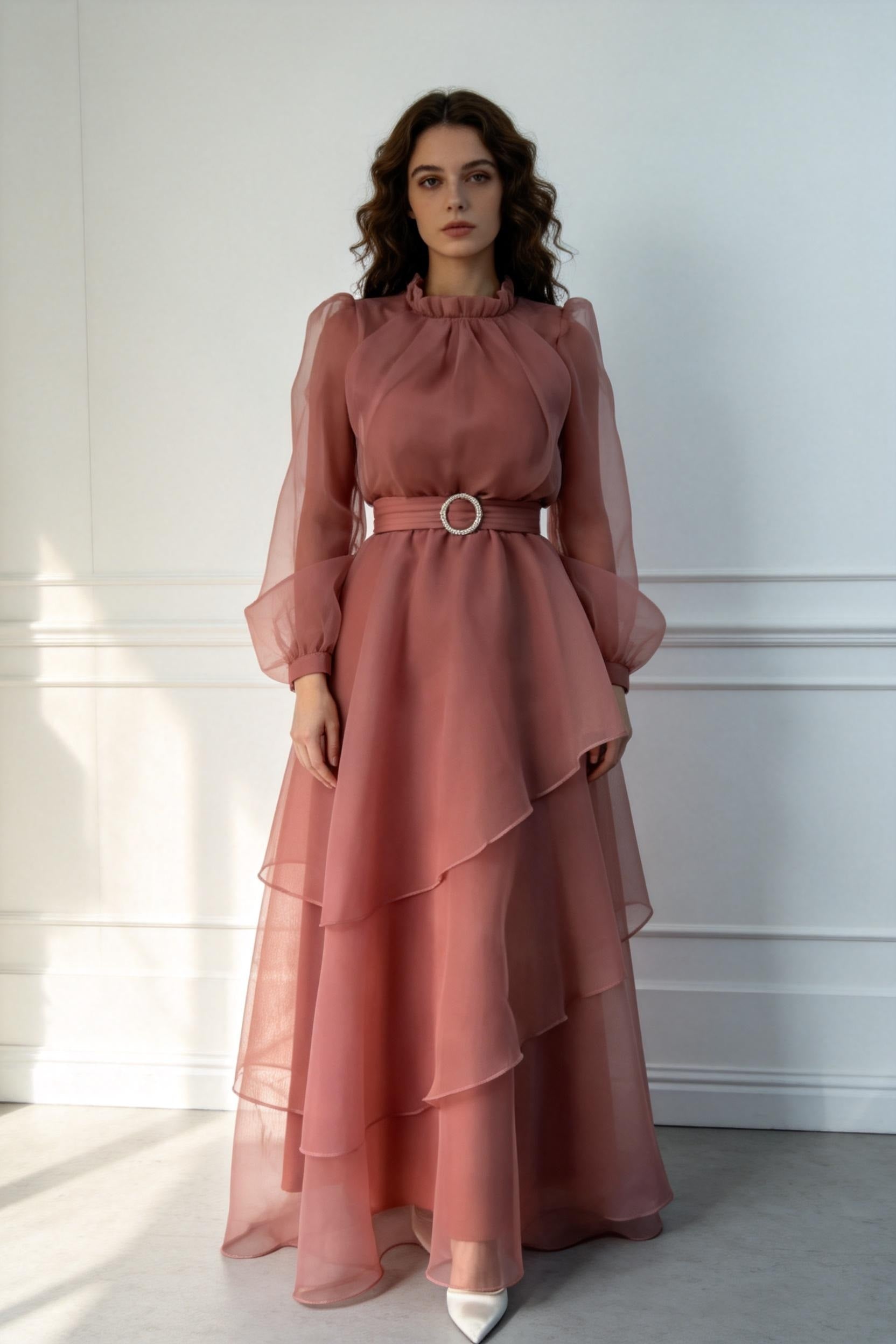 Charming A-line Long Sleeves Evening Dress Y5812