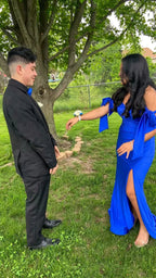 Elegant Royal Blue Prom Dress With Split Royal Blue Evening Dress Y5630