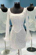 Sheath Sequins Homecoming Dress with Long Sleeves