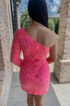 Sheath Long Sleeve Fringe Sequins Homecoming Dress