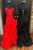 Beverly | Strapless Cut-Out Back Ruffle Layers Mermaid Prom Dress