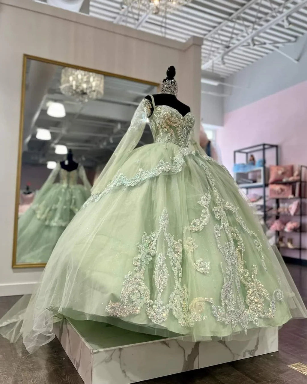 Sage Green Tulle Ball Gown,Sweet 16 Dress,Princess Dress  Y2251