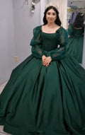 Vintage Green Long Sleeves Ball Gown,18th Birthday Outfit Y7167