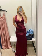 Strappy-Back Satin Evening Gown Charming Formal Gown Y2927