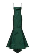 Emerald Green Spaghetti Straps Mermaid/Trumpet Prom Dress,Chic Evening Dress Y1800