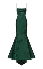 Emerald Green Spaghetti Straps Mermaid/Trumpet Prom Dress,Chic Evening Dress Y1800