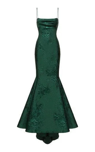 Emerald Green Spaghetti Straps Mermaid/Trumpet Prom Dress,Chic Evening Dress Y1800