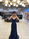 Sparkly Navy Blue Mermaid Long Prom Dress,Navy Blue Evening Gown  Y2917
