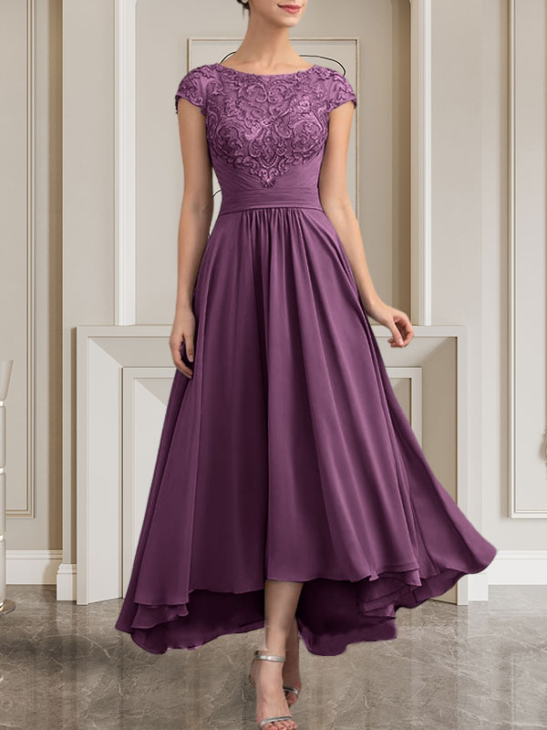 A-line Scoop Floor-Length Lace Chiffon Mother of the Bride Dress With Sequins