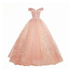 Luxury Gold Lace Quinceanera Party Dress Ball Gown 12 Colors