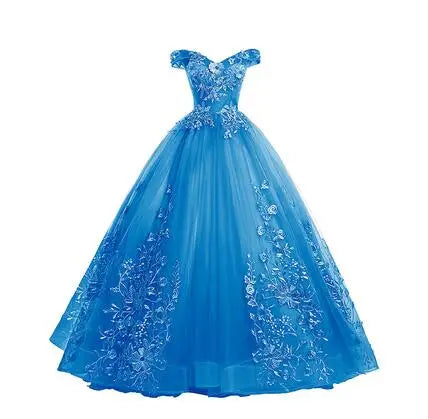 Luxury Gold Lace Quinceanera Party Dress Ball Gown 12 Colors