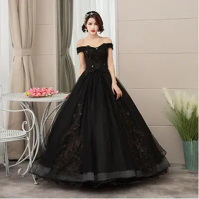 Luxury Gold Lace Quinceanera Party Dress Ball Gown 12 Colors