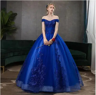Luxury Gold Lace Quinceanera Party Dress Ball Gown 12 Colors