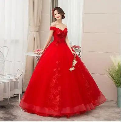 Luxury Gold Lace Quinceanera Party Dress Ball Gown 12 Colors