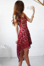 High Low White Sweetheart Spaghetti Straps Homecoming Dresses for Girls
