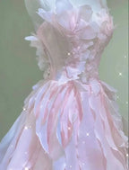 Dreamy Pink Ruffles Princess Dress,Pink Ball Gown Y1971
