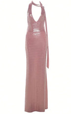 Sexy Pink Halter Backless Party Evening Dress Formal Prom Dress Y8166