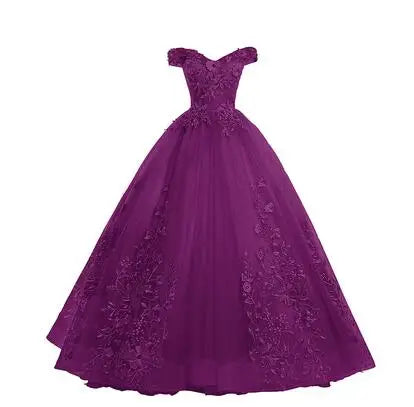 Luxury Gold Lace Quinceanera Party Dress Ball Gown 12 Colors