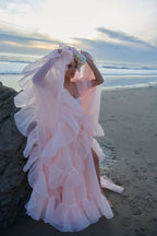 High Slit Dress Organza Trailing Prom Dress SYP181