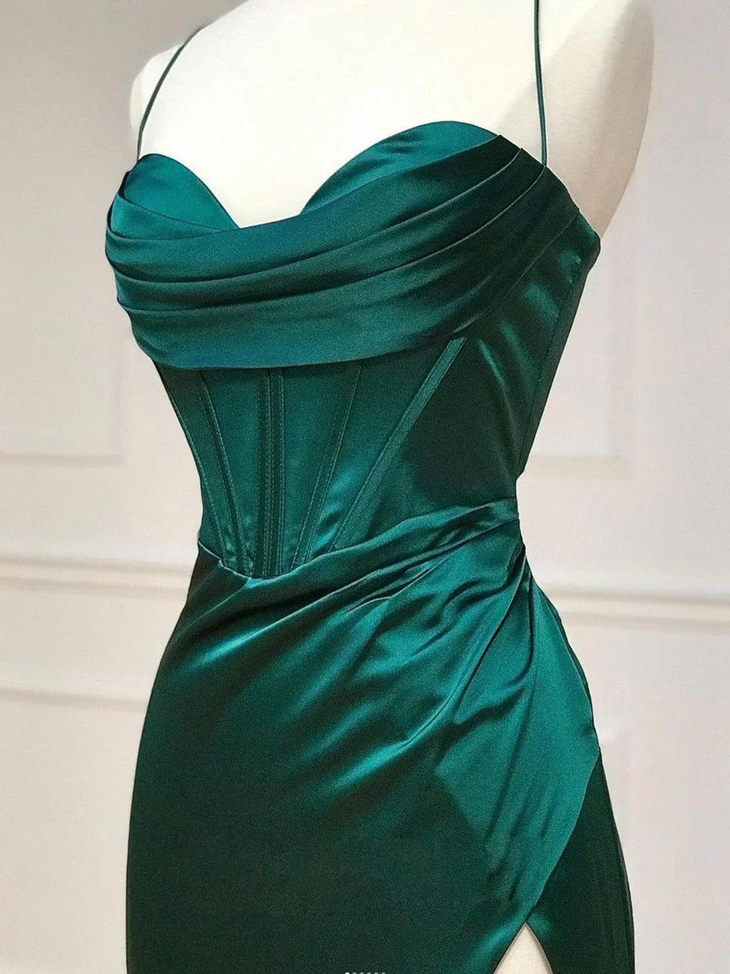 Green Sweetheart Neck Satin Long Prom Dress Green Evening Dresses Y4395