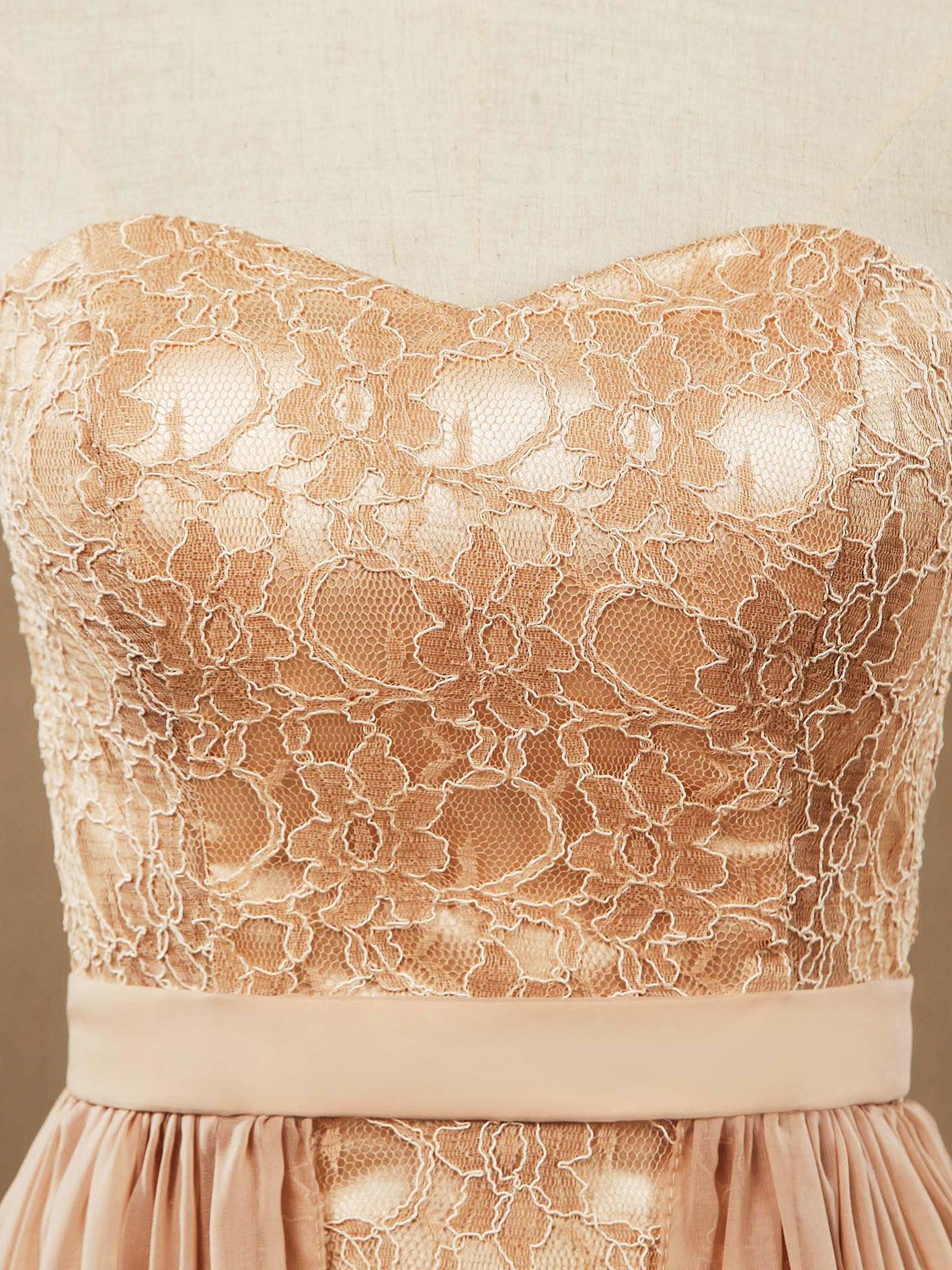 Sheath Column Strapless Cocktail Party Prom Dress Short Lace match Long Chiffon Flap