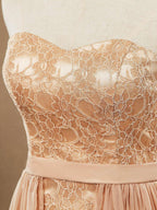 Sheath Column Strapless Cocktail Party Prom Dress Short Lace match Long Chiffon Flap