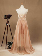Sheath Column Strapless Cocktail Party Prom Dress Short Lace match Long Chiffon Flap