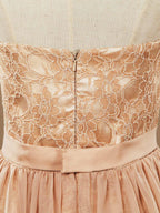 Sheath Column Strapless Cocktail Party Prom Dress Short Lace match Long Chiffon Flap