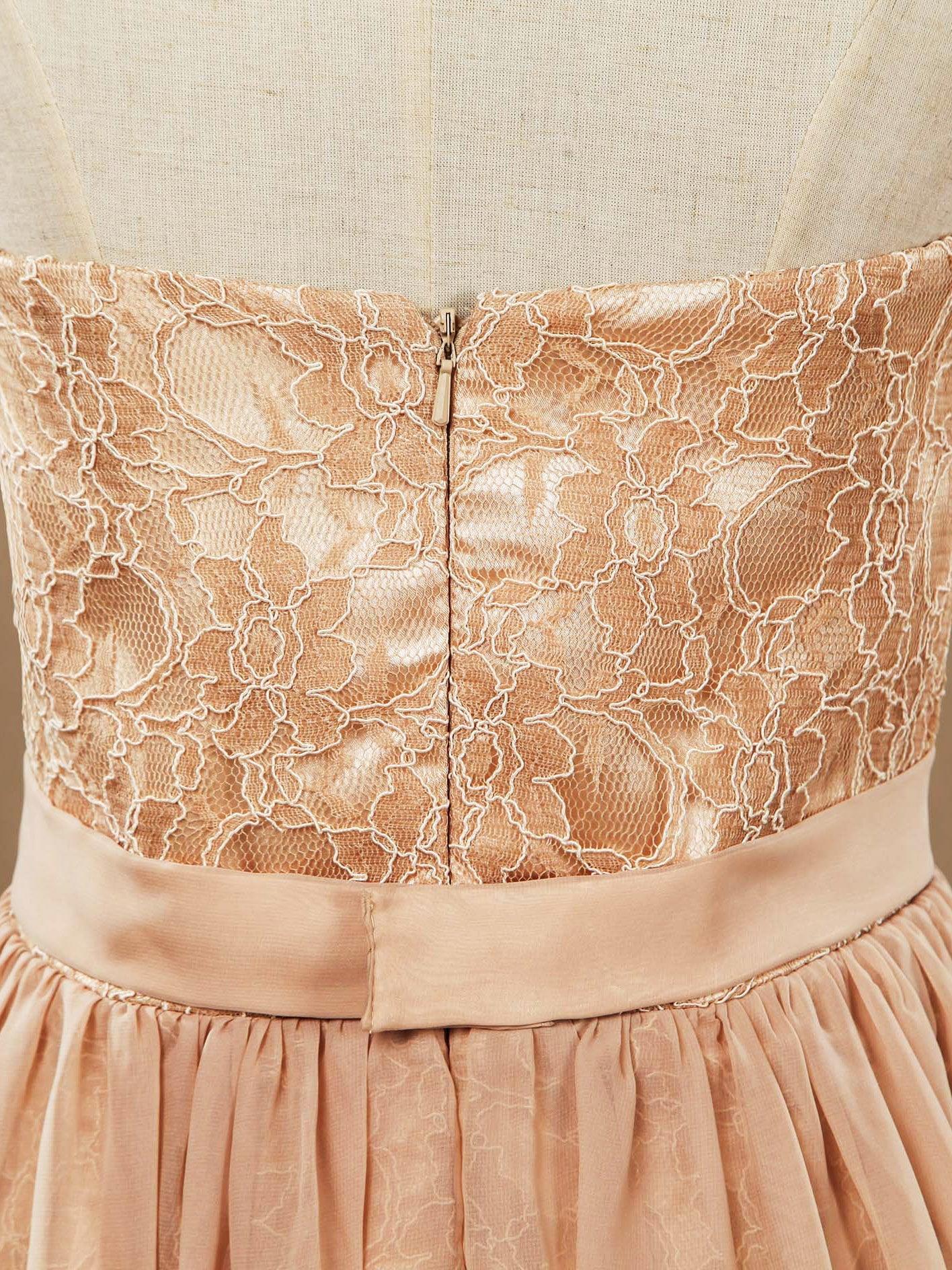 Sheath Column Strapless Cocktail Party Prom Dress Short Lace match Long Chiffon Flap