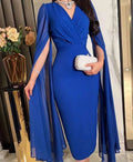Modest Royal Blue Sheath Short Evening Dress Royal Blue Party Gown Y6734