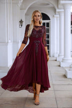 Women's Chiffon V Neck Tulle Embroidered Sequins Bridesmaid Evening Gown Prom Wedding Party Dress 28129