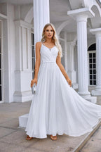 Ladies Spaghetti Strap Belt Chiffon Bridesmaid Evening Dress Prom Wedding Party Evening Dress 28134
