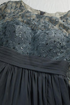 Ladies Round Neck Long Sleeve Lace Chiffon Bridesmaid Evening Dress Prom Wedding Evening Dress 28114