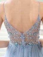 Boutique Evening Dresses Luxury Beaded Prom Dress Luxury Evening Party Dresses Spaghetti Strap Dressblee
