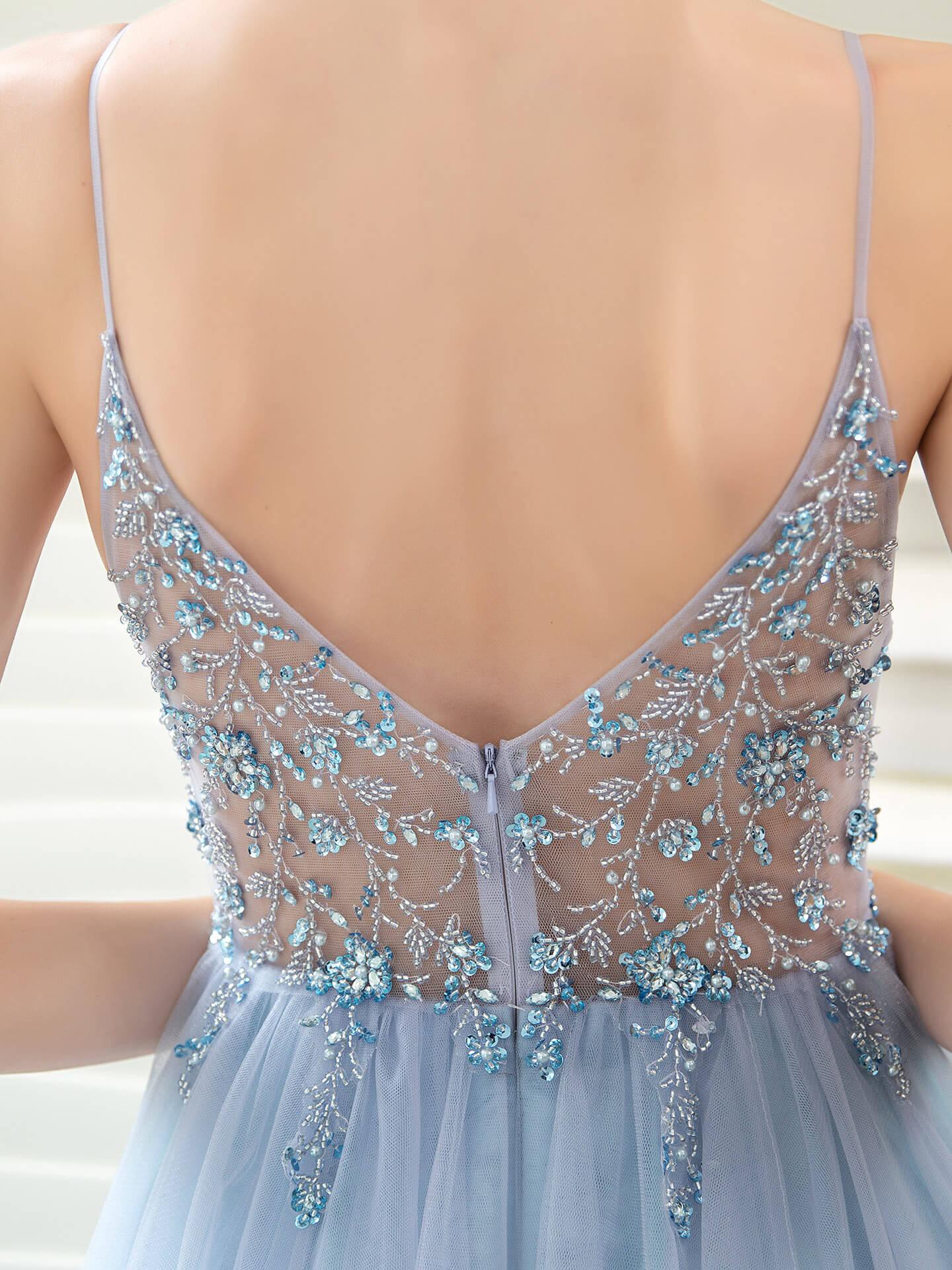 Boutique Evening Dresses Luxury Beaded Prom Dress Luxury Evening Party Dresses Spaghetti Strap Dressblee