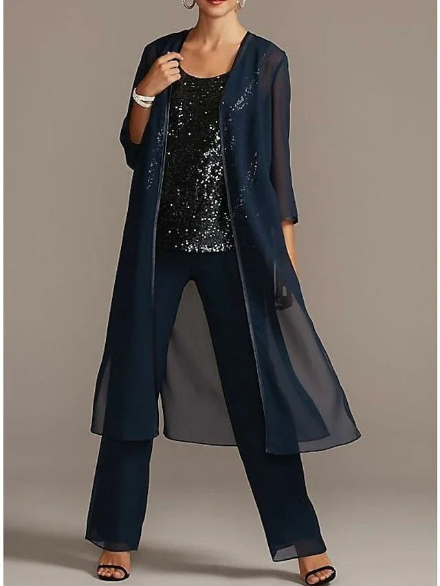 Chiffon Scoop Mother of the Bride Pantsuits