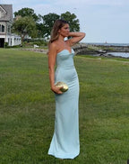 Sexy Halter Blue Sheath Prom Dress Long Evening Dress Bridesmaid Dress Y8233