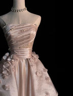 Generous Pink Strapless A-line Tulle Evening Dress Glam Dress Y6761