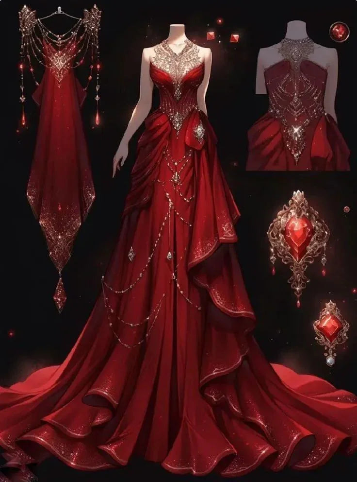 Gorgeous Red Satin Beaded Mermaid Evening Dress Formal Prom Dress Y8328