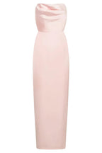 Pink Strapless Satin Long Prom Dress Evening Gown Y7790