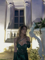 Unique Green Long Evening Dress,Green Evening Gown  Y4112