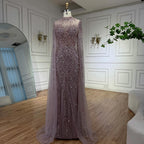 Luxury Nude Mermaid Evening Dress with Cape Sleeves LA71885A