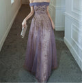 Dreamy Purple Prom Dress off Shoulder Evening Dress Elegant Long Banquet Dress Sleeveless Party Dress Girl Graduation Dress Y4286