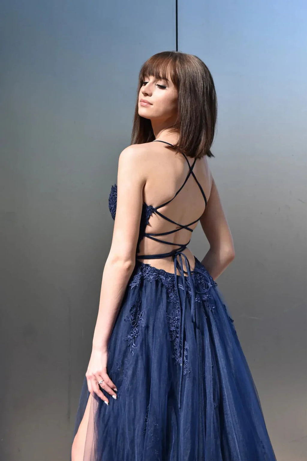 Lace Tulle Long Prom Dress with Split SYP13