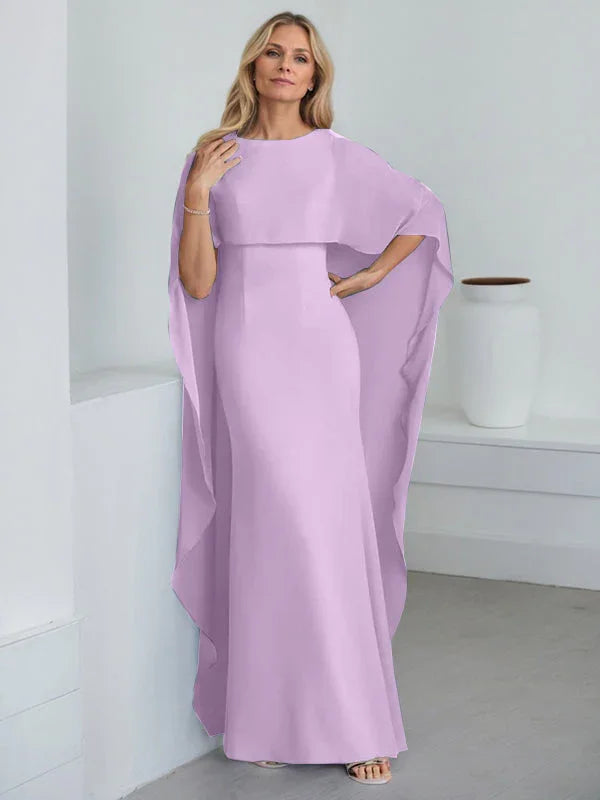 Sheath Scoop Floor-Length Chiffon Mother of the Bride Dress With Cascading Ruffles