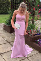Lavender Mermaid Lace Long Bridesmaid Dresses, Wedding Party Dress
